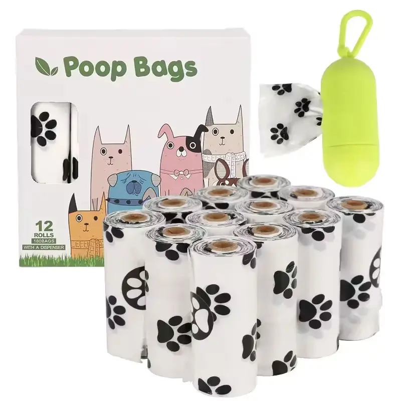 Biodegradable Custom Dog Poop Bags with Dispenser – Eco-Friendly Disposable Pet Waste Bags and Holder Carrier for Dogs