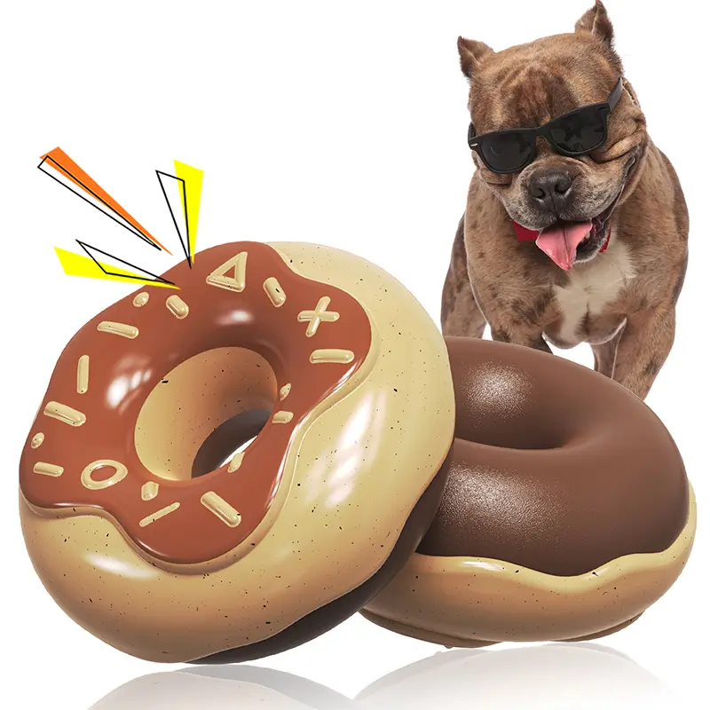 Rubber Donut Squeaky Chew Toy for All Dog Sizes