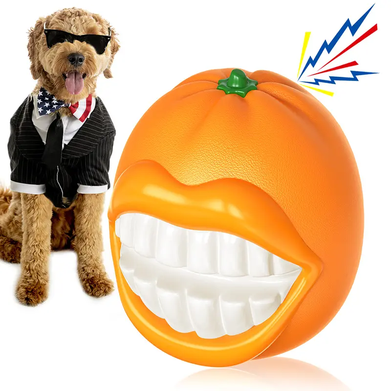 Multi-Functional Outdoor Orange Shaped Squeaky Dog Fetching Toy